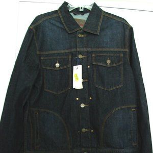 men's Perry Ellis dark blue denim jacket nwts larg
